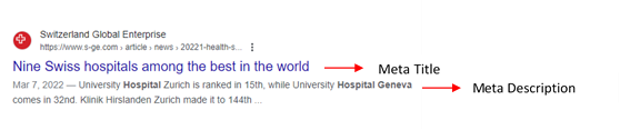 Example of meta title and meta description for healthcare websites