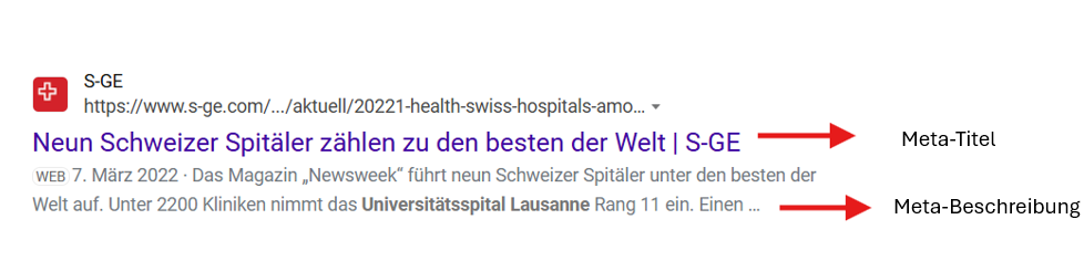 Beispiel für Meta-Titel und Meta-Beschreibung für Suchanfrage