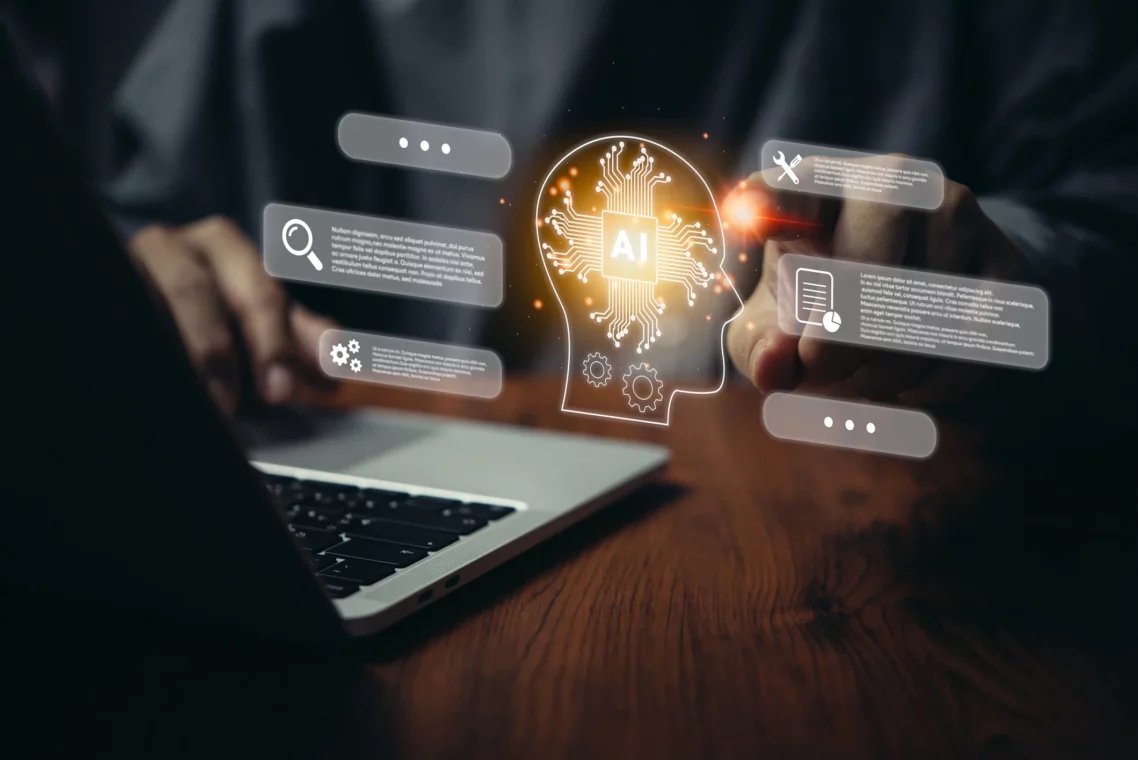 Digital illustration showing the use of AI
